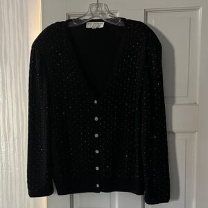 St. John Evening Black Cardigan with Silver Accents